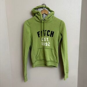 y2k Abercrombie & Fitch Hoodie Small Green Spellout Logo Pullover